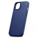 iCarer Case Leather cover for iPhone 14 case made of natural leather blue