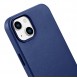 iCarer Case Leather cover for iPhone 14 case made of natural leather blue