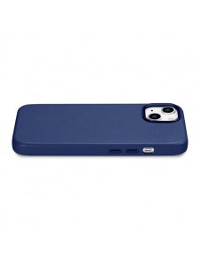 iCarer Case Leather cover for iPhone 14 case made of natural leather blue