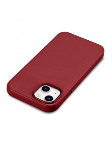 iCarer Case Leather cover case made of genuine leather for iPhone 14 red