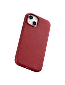iCarer Case Leather cover case made of genuine leather for iPhone 14 red