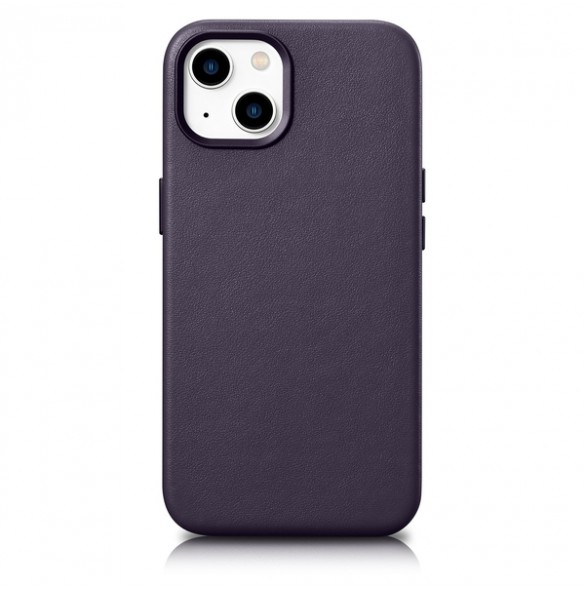 iCarer Case Leather Cover Case for iPhone 14 Dark Purple