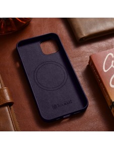 iCarer Case Leather Cover Case for iPhone 14 Dark Purple
