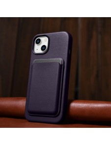 iCarer Case Leather Cover Case for iPhone 14 Dark Purple