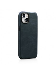 iCarer Oil Wax Premium Leather Case iPhone 14 Magnetic Leather Case with MagSafe Dark Blue