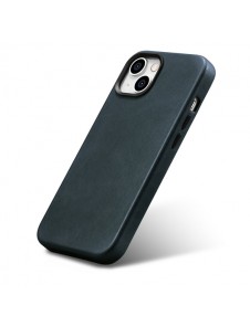 iCarer Oil Wax Premium Leather Case iPhone 14 Magnetic Leather Case with MagSafe Dark Blue