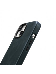 iCarer Oil Wax Premium Leather Case iPhone 14 Magnetic Leather Case with MagSafe Dark Blue