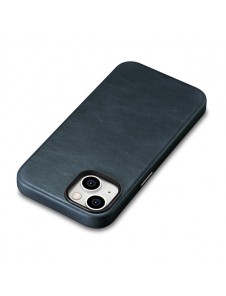 iCarer Oil Wax Premium Leather Case iPhone 14 Magnetic Leather Case with MagSafe Dark Blue