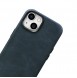 iCarer Oil Wax Premium Leather Case iPhone 14 Magnetic Leather Case with MagSafe Dark Blue