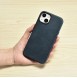 iCarer Oil Wax Premium Leather Case iPhone 14 Magnetic Leather Case with MagSafe Dark Blue
