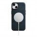 iCarer Oil Wax Premium Leather Case iPhone 14 Magnetic Leather Case with MagSafe Dark Blue