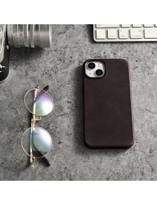 iCarer Oil Wax Premium Leather Case magnetic leather case iPhone 14 with MagSafe brown