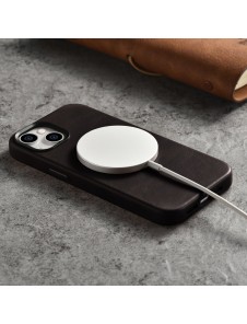iCarer Oil Wax Premium Leather Case magnetic leather case iPhone 14 with MagSafe brown