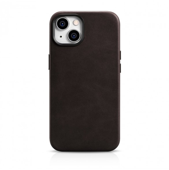 iCarer Oil Wax Premium Leather Case magnetic leather case iPhone 14 with MagSafe brown