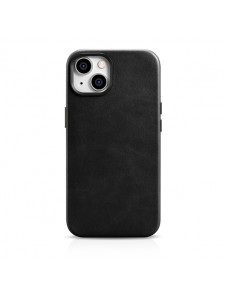 iCarer Oil Wax Premium Leather Case iPhone 14 Magnetic Leather Case with MagSafe Black
