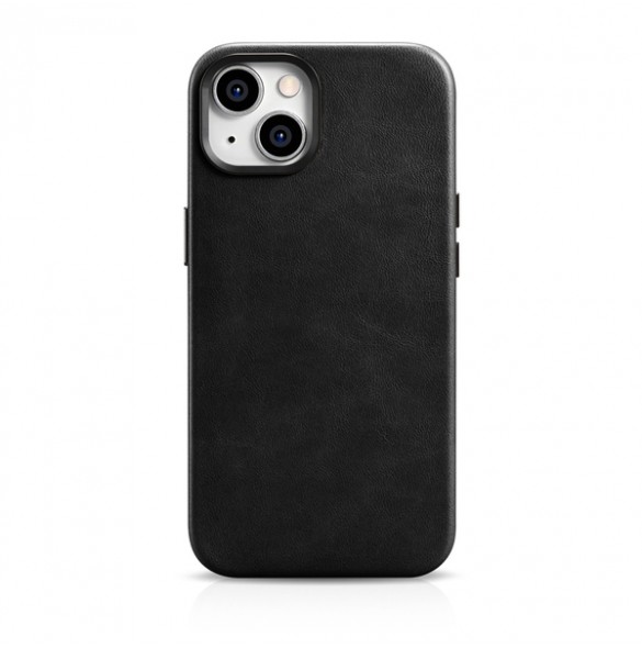 iCarer Oil Wax Premium Leather Case iPhone 14 Magnetic Leather Case with MagSafe Black