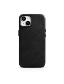 iCarer Oil Wax Premium Leather Case iPhone 14 Magnetic Leather Case with MagSafe Black