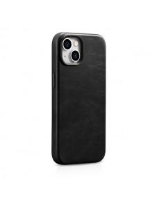iCarer Oil Wax Premium Leather Case iPhone 14 Magnetic Leather Case with MagSafe Black