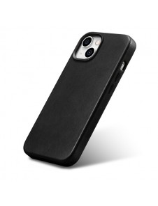 iCarer Oil Wax Premium Leather Case iPhone 14 Magnetic Leather Case with MagSafe Black