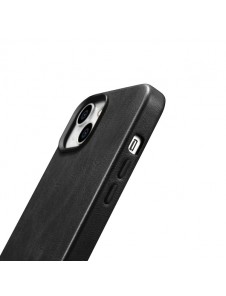 iCarer Oil Wax Premium Leather Case iPhone 14 Magnetic Leather Case with MagSafe Black