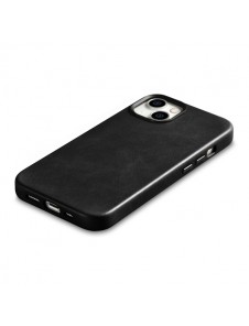 iCarer Oil Wax Premium Leather Case iPhone 14 Magnetic Leather Case with MagSafe Black