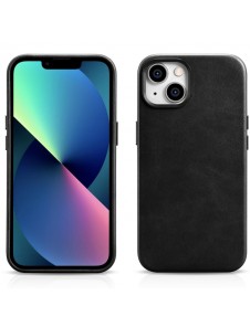 iCarer Oil Wax Premium Leather Case iPhone 14 Magnetic Leather Case with MagSafe Black