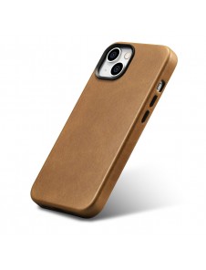 iCarer Oil Wax Premium Leather Case magnetic leather iPhone 14 case with MagSafe brown