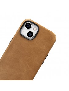 iCarer Oil Wax Premium Leather Case magnetic leather iPhone 14 case with MagSafe brown