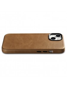 iCarer Oil Wax Premium Leather Case magnetic leather iPhone 14 case with MagSafe brown