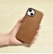 iCarer Oil Wax Premium Leather Case magnetic leather iPhone 14 case with MagSafe brown