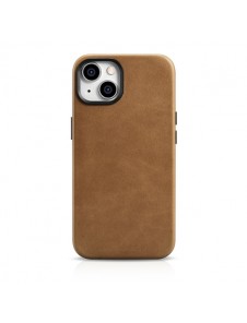 iCarer Oil Wax Premium Leather Case magnetic leather iPhone 14 case with MagSafe brown