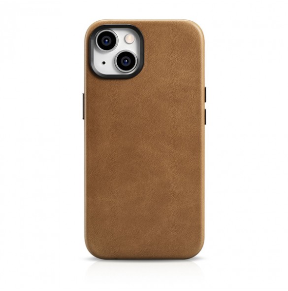 iCarer Oil Wax Premium Leather Case magnetic leather iPhone 14 case with MagSafe brown