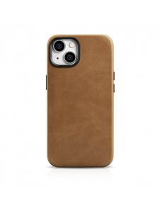 iCarer Oil Wax Premium Leather Case magnetic leather iPhone 14 case with MagSafe brown