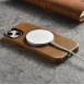 iCarer Oil Wax Premium Leather Case magnetic leather iPhone 14 case with MagSafe brown