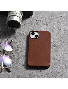 iCarer Oil Wax Premium Leather Case magnetic leather case iPhone 14 with MagSafe brown