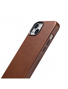 iCarer Oil Wax Premium Leather Case magnetic leather case iPhone 14 with MagSafe brown