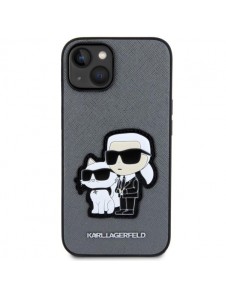 Karl Lagerfeld iPhone 14 6.1" hardcase silver/silver Saffiano Karl & Choupette