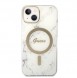 Set Guess Case+ Charger iPhone 14 6.1" white/white hard case Marble MagSafe