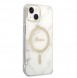Set Guess Case+ Charger iPhone 14 6.1" white/white hard case Marble MagSafe