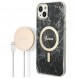 Set Guess GUBPP14SHMEACSK Case+ Charger iPhone 14 6.1" black/black hard case Marble MagSafe