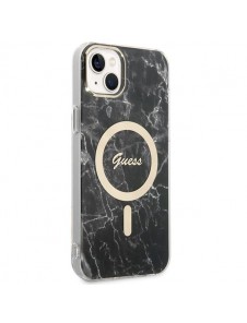 Set Guess GUBPP14SHMEACSK Case+ Charger iPhone 14 6.1" black/black hard case Marble MagSafe