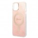 Set Guess Case+ Charger iPhone 14 6.1" pink/pink hard case 4G Print MagSafe