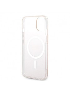 Set Guess Case+ Charger iPhone 14 6.1" pink/pink hard case 4G Print MagSafe