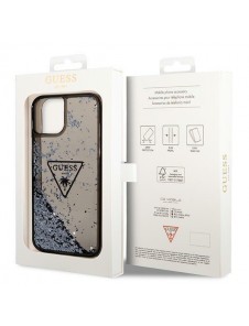 Guess iPhone 14 6.1" black/black hardcase Liquid Glitter Palm Collection