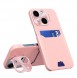 Leather Stand Case case for iPhone 14 cover card wallet with stand pink