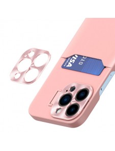 Leather Stand Case case for iPhone 14 cover card wallet with stand pink