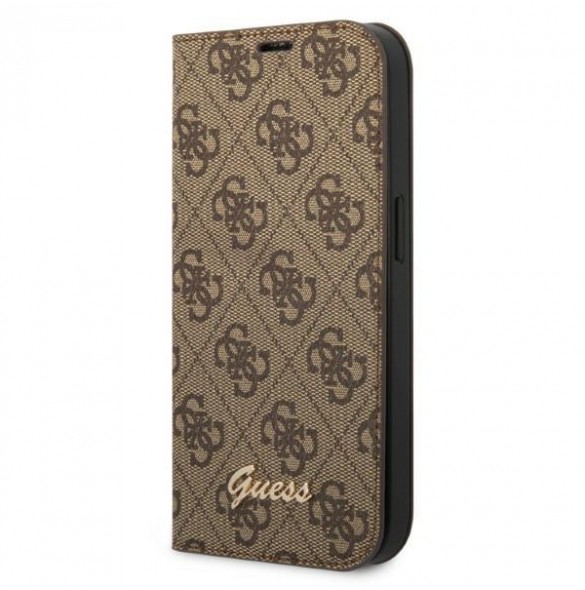 Guess iPhone 14 6.1 "brown / brown book 4G Vintage Gold Logo