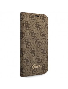 Guess iPhone 14 6.1 "brown / brown book 4G Vintage Gold Logo