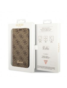 Guess iPhone 14 6.1 "brown / brown book 4G Vintage Gold Logo