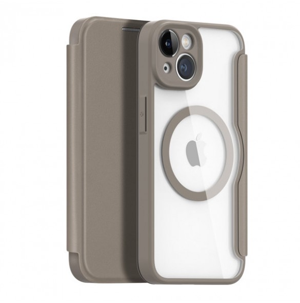 Dux Ducis Skin X Pro case iPhone 14 MagSafe magnetic flip cover beige